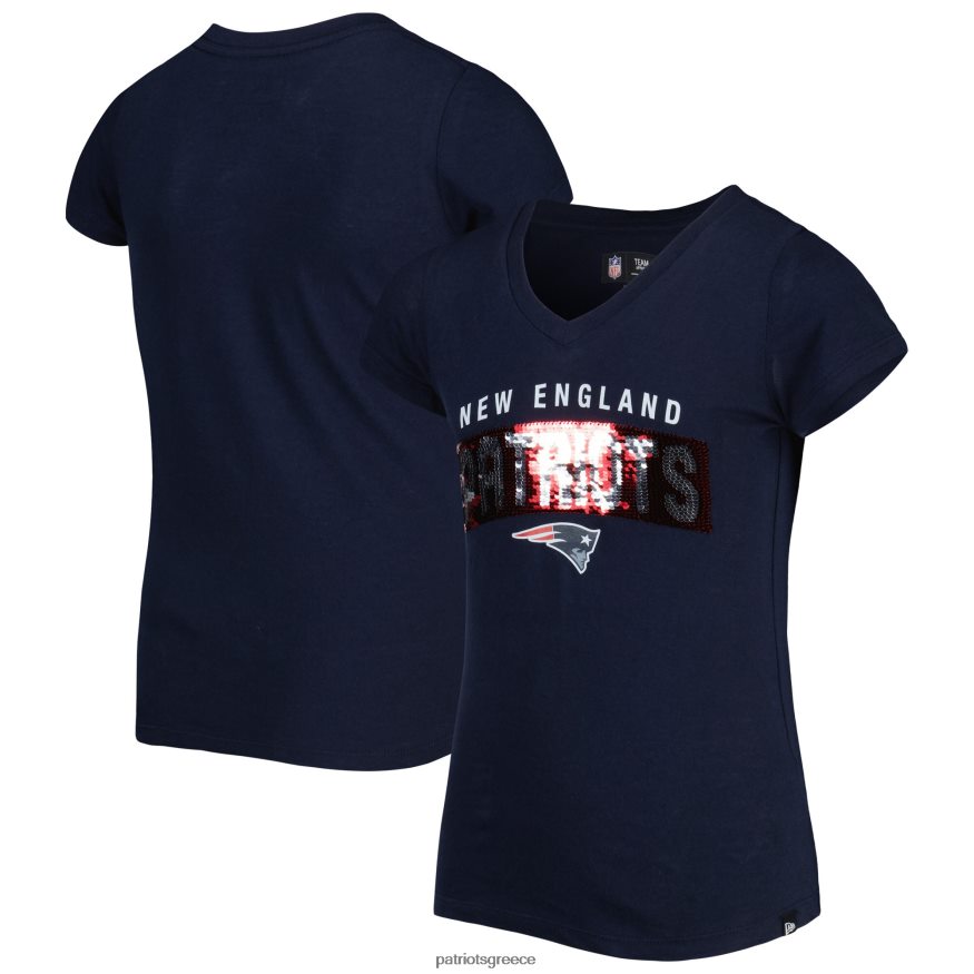 Patriots Jersey κοριτσια new era navy ανάποδη παγιέτα wordmark v-neck t-shirt παιδιά είδη ένδυσης VPDHTZ3117