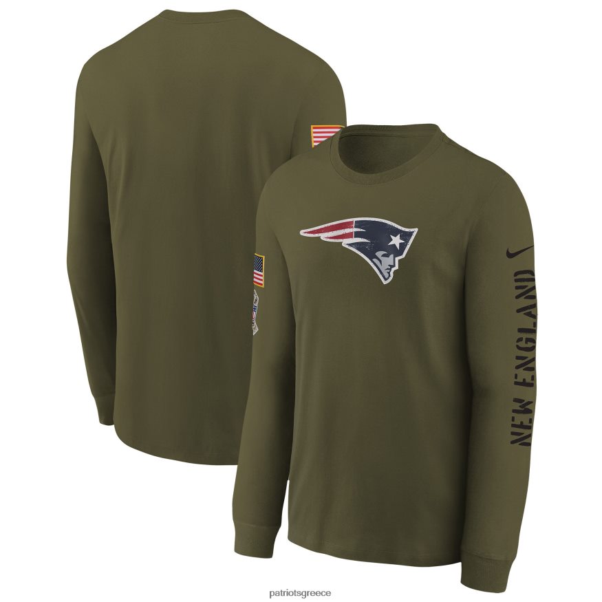 Patriots Jersey nike olive 2022 χαιρετισμός στην ομάδα σέρβις με μακρυμάνικο μπλουζάκι με λογότυπο παιδιά είδη ένδυσης VPDHTZ3108