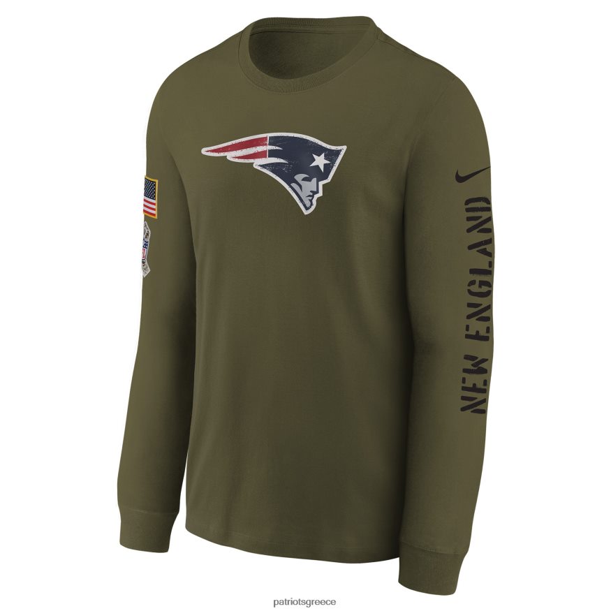 Patriots Jersey nike olive 2022 χαιρετισμός στην ομάδα σέρβις με μακρυμάνικο μπλουζάκι με λογότυπο παιδιά είδη ένδυσης VPDHTZ3108
