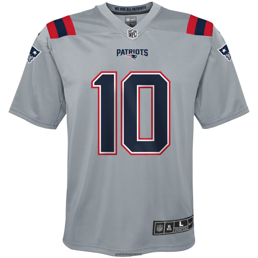 Patriots Jersey φανέλα παιχνιδιών nike mac jones γκρι ανεστραμμένη παιδιά είδη ένδυσης VPDHTZ3055