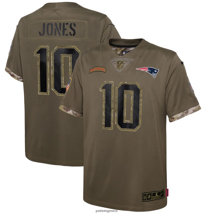 Patriots Jersey nike mac jones olive 2022 χαιρετισμός σε σέρβις παίκτη περιορισμένης φανέλας παιδιά είδη ένδυσης VPDHTZ3056