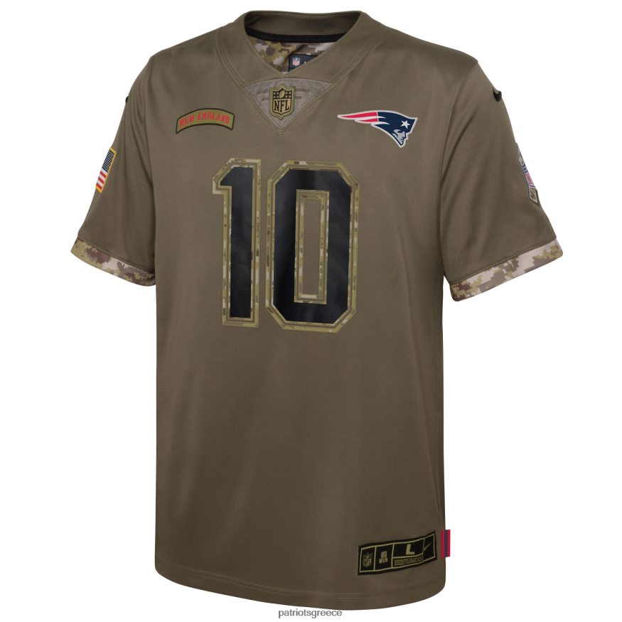 Patriots Jersey nike mac jones olive 2022 χαιρετισμός σε σέρβις παίκτη περιορισμένης φανέλας παιδιά είδη ένδυσης VPDHTZ3056