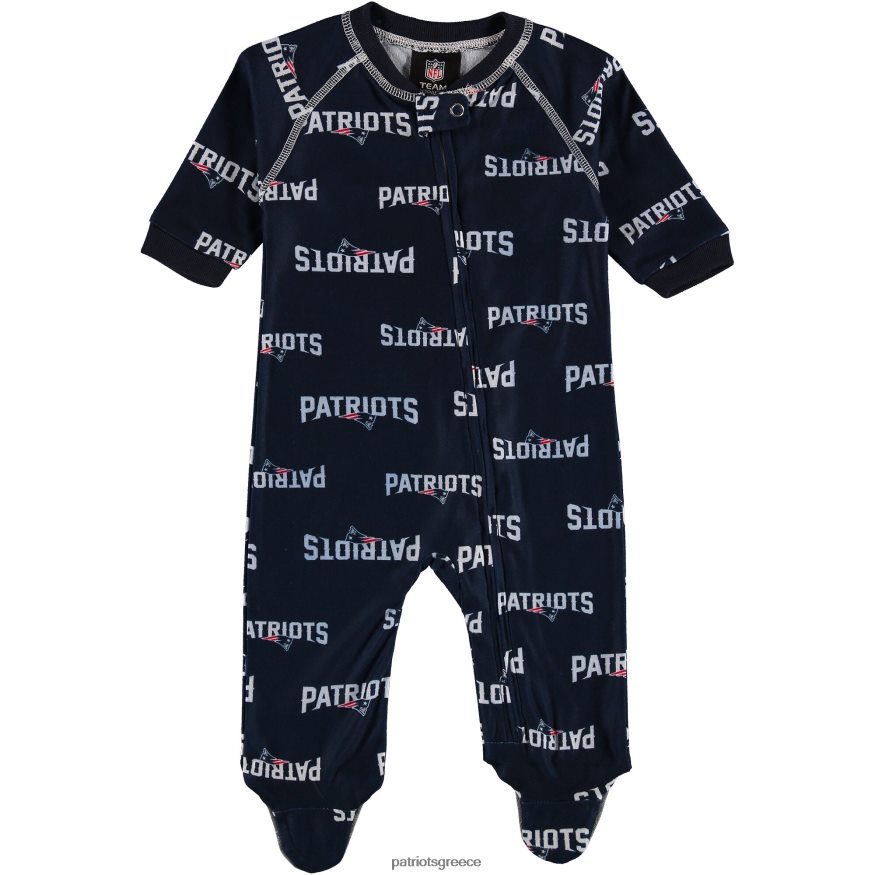 Patriots Jersey νεογέννητη ολόσωμη ρεγκλάν φόρμα με φερμουάρ - μπλε ναυτικό παιδιά είδη ένδυσης VPDHTZ3081