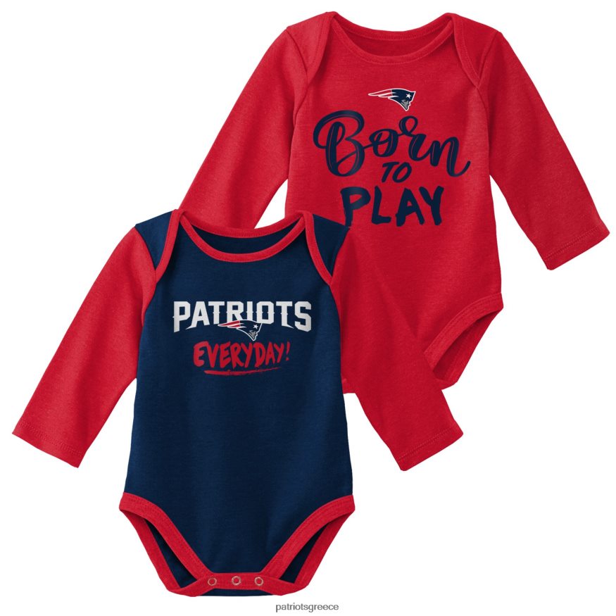 Patriots Jersey νεογέννητο & βρέφος κόκκινο/ναυτικό μικρό σετ φορμάκι μακρυμάνικο 2 συσκευασιών παιδιά είδη ένδυσης VPDHTZ3075