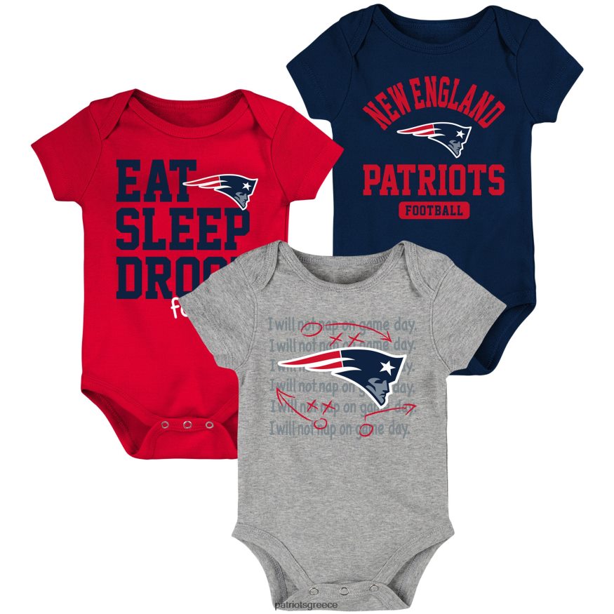 Patriots Jersey νεογέννητο & βρέφος ναυτικό/κόκκινο eat sleep drool ποδόσφαιρο σετ τριών κομματιών παιδιά είδη ένδυσης VPDHTZ3064