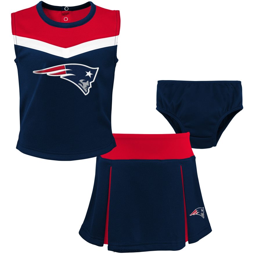 Patriots Jersey κοριτσίστικα νήπιο ναυτικό/κόκκινο σετ τσιρλίντερ δύο τεμαχίων με λουλούδια παιδιά είδη ένδυσης VPDHTZ2939