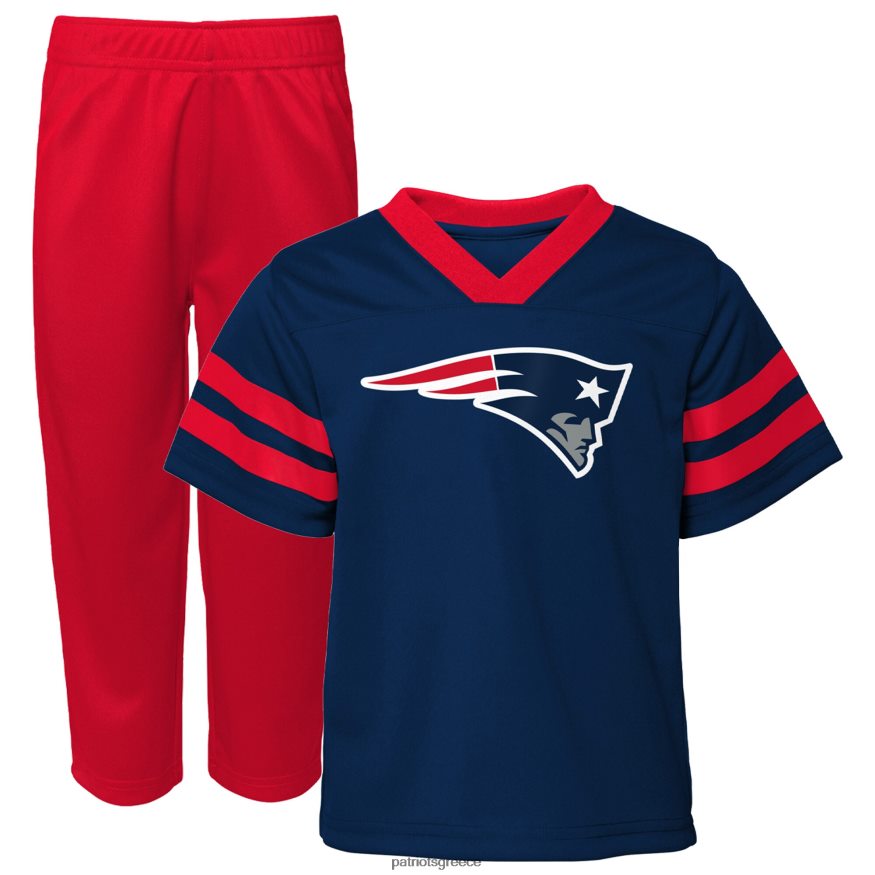 Patriots Jersey Σετ μπλουζάκι με λαιμόκοψη και παντελόνι για νήπιο ναυτικό/κόκκινη κόκκινη ζώνη παιδιά είδη ένδυσης VPDHTZ3060