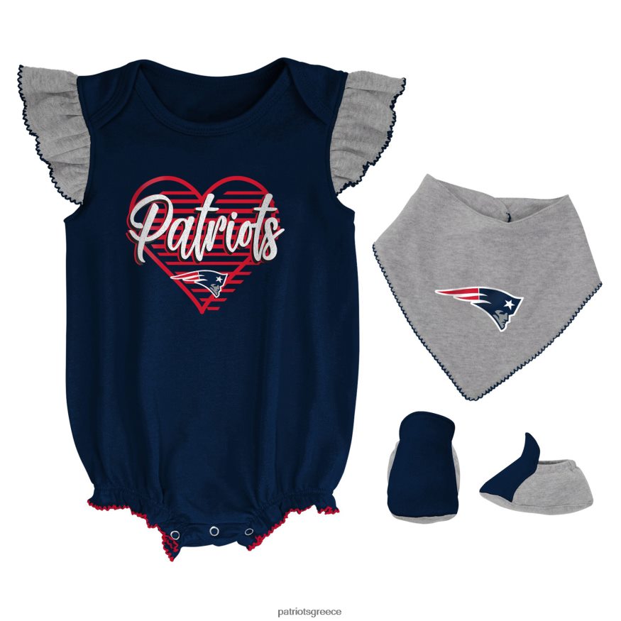Patriots Jersey κοριτσίστικο νεογέννητο και βρέφος ναυτικό/ρεκωτό γκρι all the love κορμάκι σαλιάρα & μποτάκια παιδιά είδη ένδυσης VPDHTZ3068