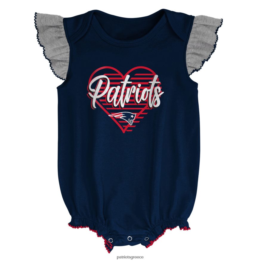 Patriots Jersey κοριτσίστικο νεογέννητο και βρέφος ναυτικό/ρεκωτό γκρι all the love κορμάκι σαλιάρα & μποτάκια παιδιά είδη ένδυσης VPDHTZ3068